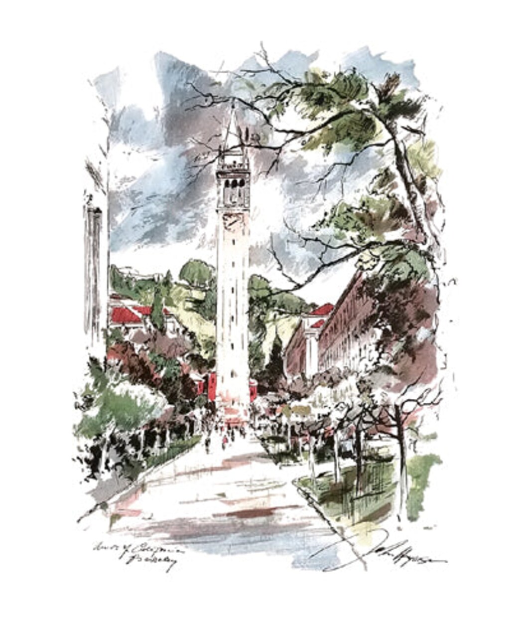 University of California Berkeley by John Haymson Wall Art Décor 21 x 17 Art Print